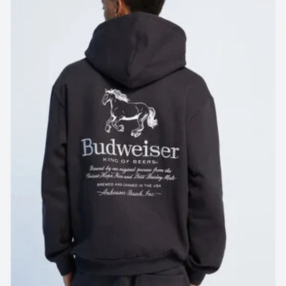 Pacsun Budweiser Charcoal Hoodie Sweatshirt with Logo Mens Size XL - Picture 4 of 14